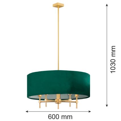 Argon 2146 - Pendelkrona ABBANO 5xE14/7W/230V mässing/grön