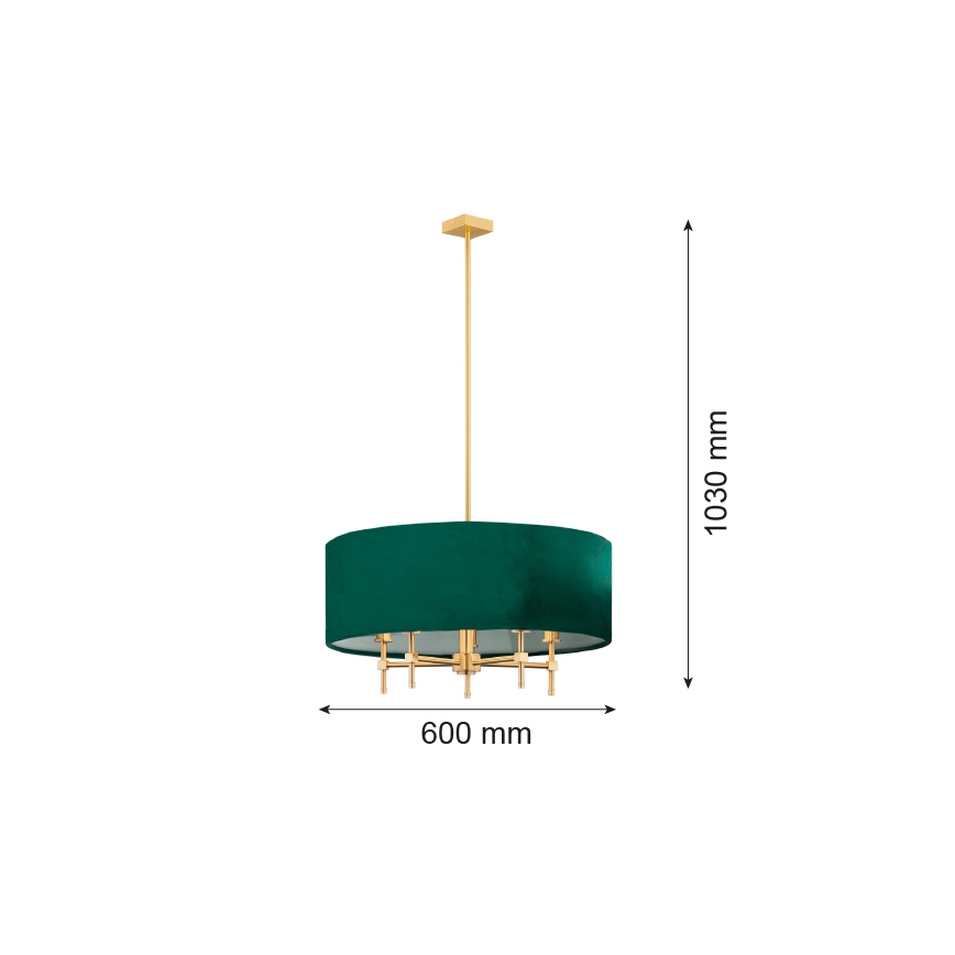 Argon 2146 - Pendelkrona ABBANO 5xE14/7W/230V mässing/grön