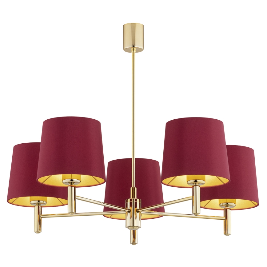 Argon 2169 - Pendelkrona PONTE PLUS 5xE27/15W/230V röd