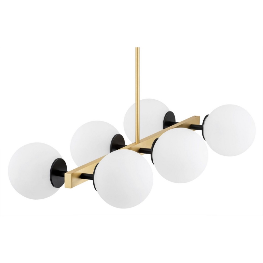 Argon 2549 - Pendelkrona FREEMONT 6xE27/15W/230V gyllene/vit/svart
