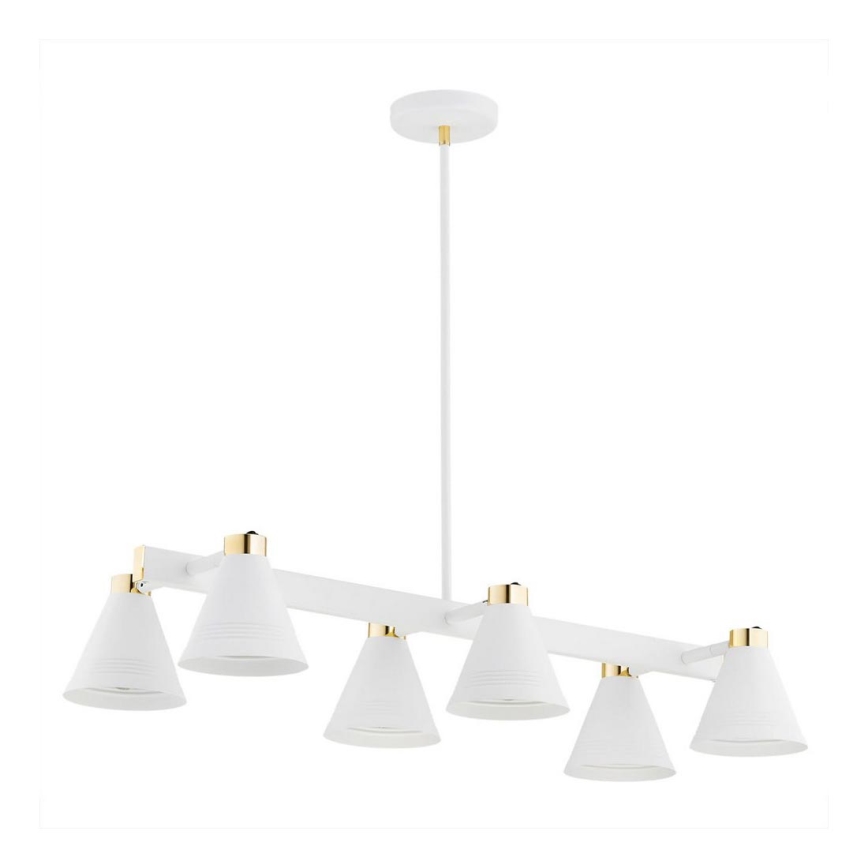 Argon 2551 - Pendelkrona AVALONE 6xE27/15W/230V vit/gyllene