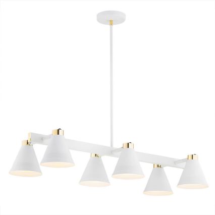 Argon 2551 - Pendelkrona AVALONE 6xE27/15W/230V vit/gyllene