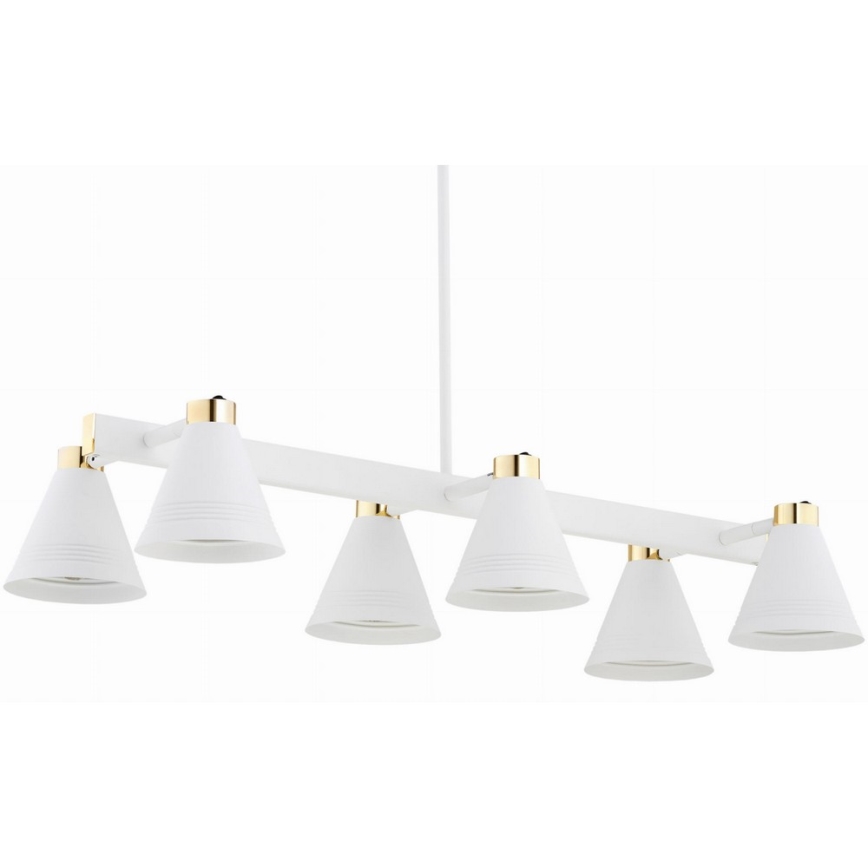 Argon 2551 - Pendelkrona AVALONE 6xE27/15W/230V vit/gyllene