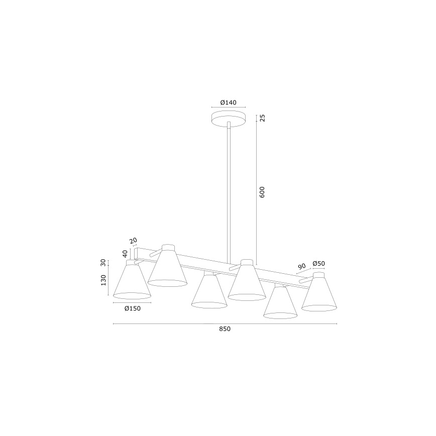 Argon 2551 - Pendelkrona AVALONE 6xE27/15W/230V vit/gyllene
