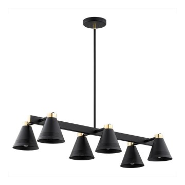 Argon 2552 - Pendelkrona AVALONE 6xE27/15W/230V svart/gyllene