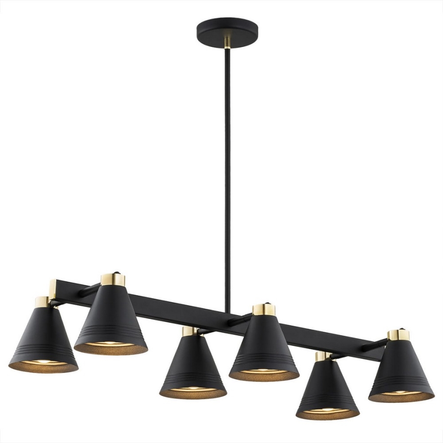 Argon 2552 - Pendelkrona AVALONE 6xE27/15W/230V svart/gyllene