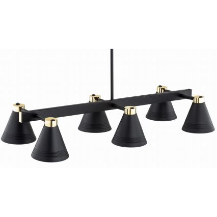 Argon 2552 - Pendelkrona AVALONE 6xE27/15W/230V svart/gyllene
