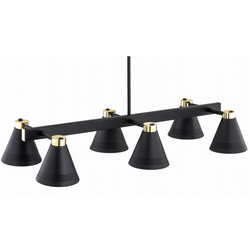 Argon 2552 - Pendelkrona AVALONE 6xE27/15W/230V svart/gyllene
