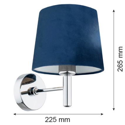 Argon 3908 - Vägglampa BOLZANO 1xE27/15W/230V blå/skinande krom