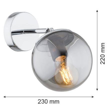 Argon 3989 - Vägglampa SATELITE 1xE27/15W/230V skinande krom/grå