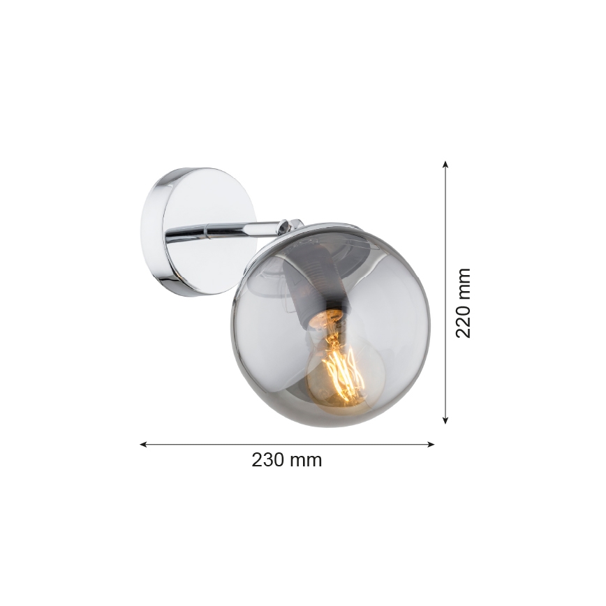 Argon 3989 - Vägglampa SATELITE 1xE27/15W/230V skinande krom/grå