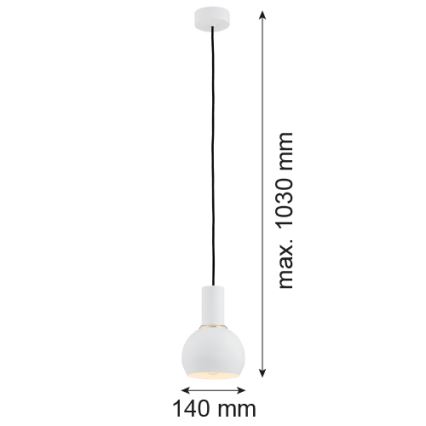 Argon 4215 - Ljuskrona med upphängningsrem SINES 1xE27/15W/230V diameter 14 cm vit