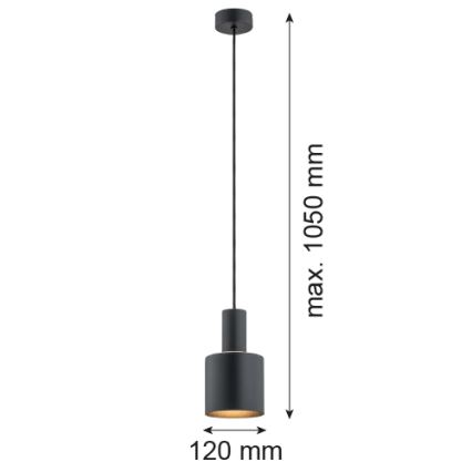 Argon 4219 - Ljuskrona med upphängningsrem SINES 1xE27/15W/230V diameter 12 cm svart