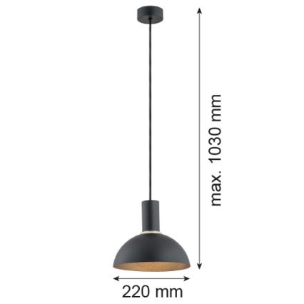 Argon 4222 - Ljuskrona med upphängningsrem SINES 1xE27/15W/230V diameter 28 cm svart