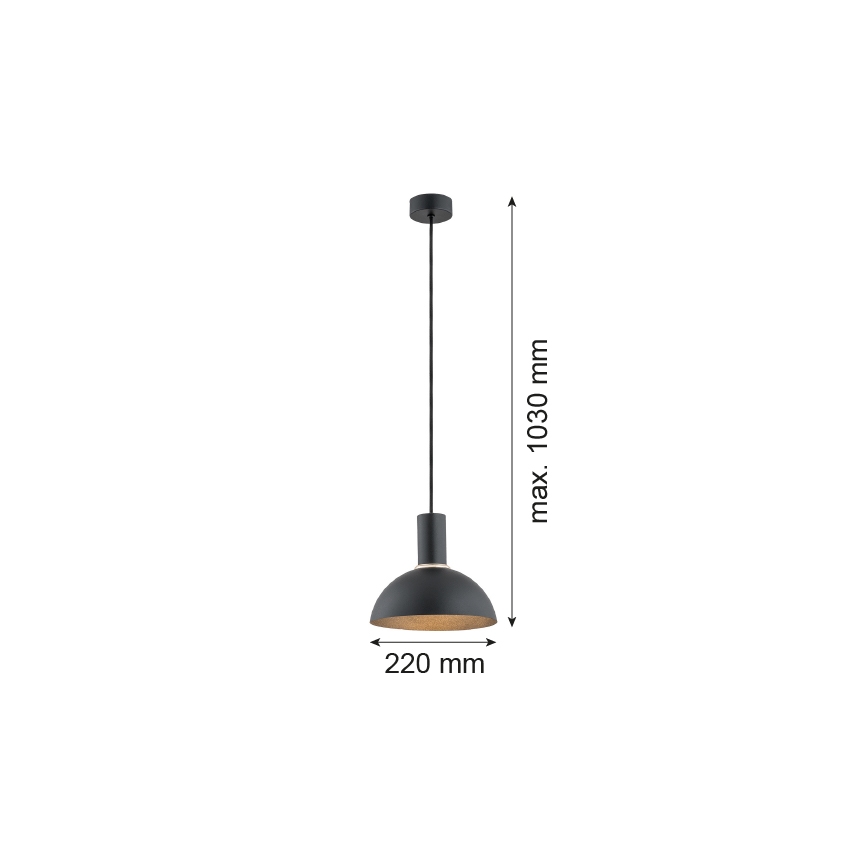 Argon 4222 - Ljuskrona med upphängningsrem SINES 1xE27/15W/230V diameter 28 cm svart
