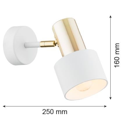 Argon 4264 - Väggspotlight DORIA 1xE27/15W/230V vit/mässing