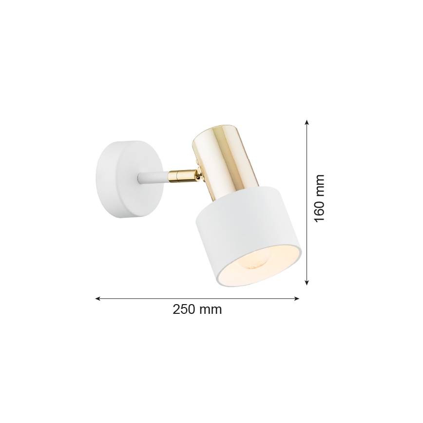 Argon 4264 - Väggspotlight DORIA 1xE27/15W/230V vit/mässing