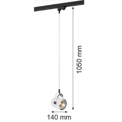 Argon 4312 - Taklampa för skensystem NET 1xE27/15W/230V vit