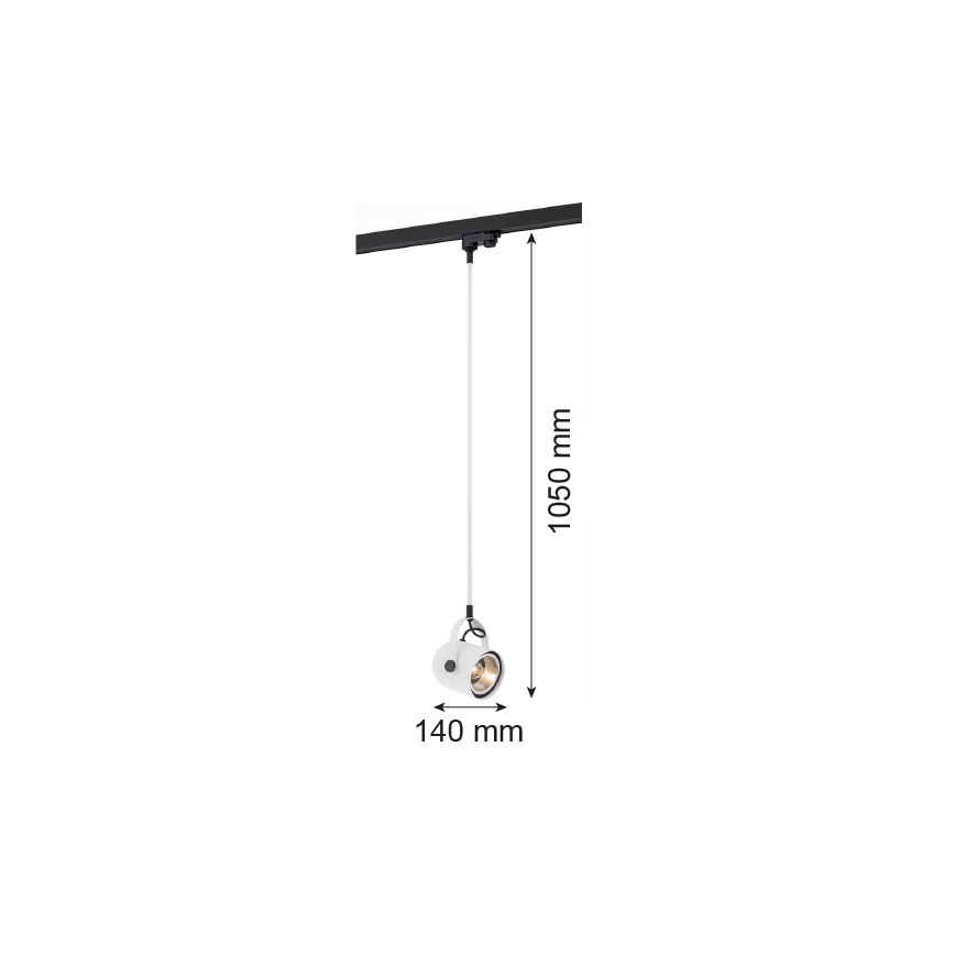 Argon 4312 - Taklampa för skensystem NET 1xE27/15W/230V vit