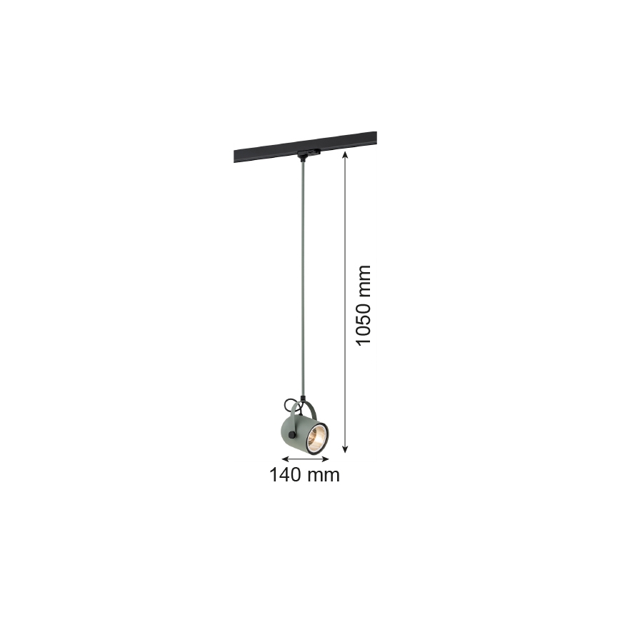Argon 4313 - Ljuskrona för skensystem NET 1xE27/15W/230V grön