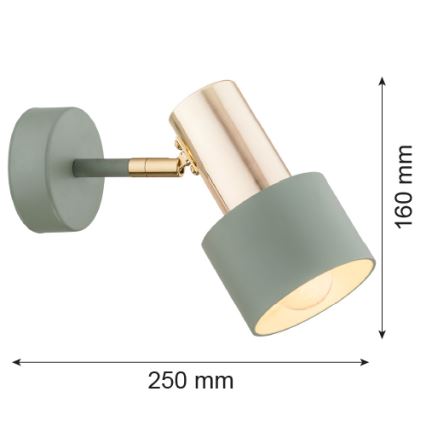 Argon 4315 - Väggspotlight DORIA 1xE27/15W/230V grön/mässing