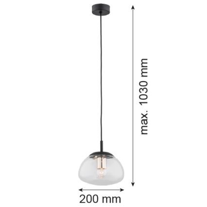 Argon 4331 - Ljuskrona med upphängningsrem TRINI 1xE27/15W/230V svart