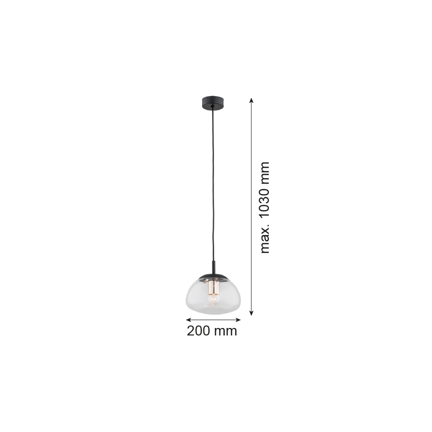Argon 4331 - Ljuskrona med upphängningsrem TRINI 1xE27/15W/230V svart