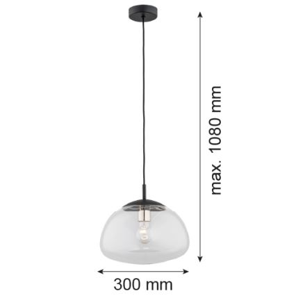 Argon 4332 - Ljuskrona med snöre TRINI 1xE27/15W/230V d. 30 cm svart