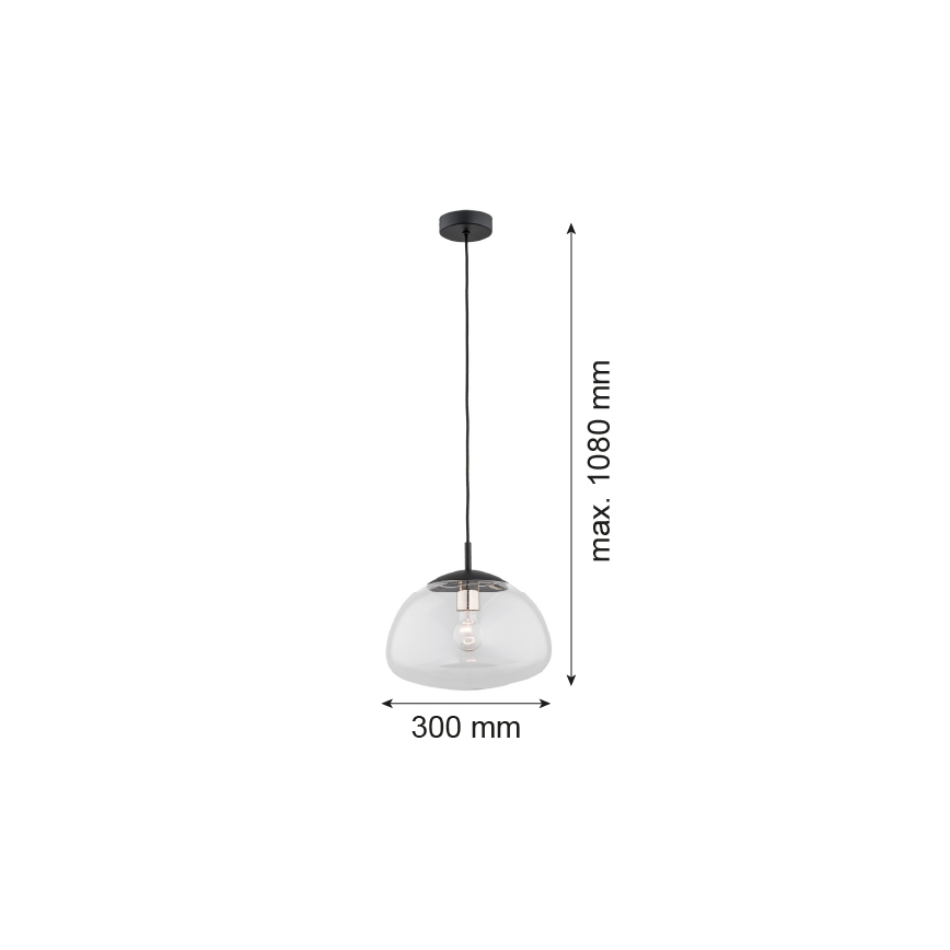Argon 4332 - Ljuskrona med snöre TRINI 1xE27/15W/230V d. 30 cm svart