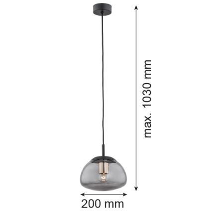 Argon 4333 - Ljuskrona med upphängningsrem TRINI 1xE27/15W/230V svart
