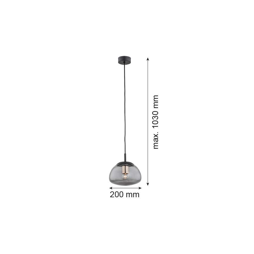 Argon 4333 - Ljuskrona med upphängningsrem TRINI 1xE27/15W/230V svart