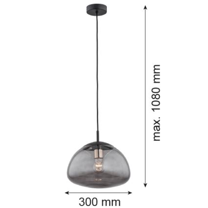 Argon 4334 - Ljuskrona med upphängningsrem TRINI 1xE27/15W/230V svart