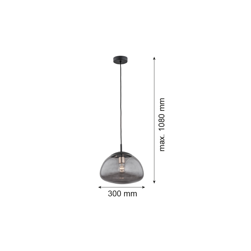 Argon 4334 - Ljuskrona med upphängningsrem TRINI 1xE27/15W/230V svart