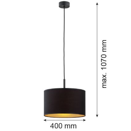 Argon 4341 - Ljuskrona med upphängningsrem KARIN 1xE27/15W/230V svart