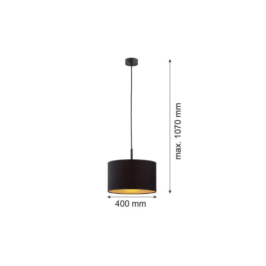 Argon 4341 - Ljuskrona med upphängningsrem KARIN 1xE27/15W/230V svart