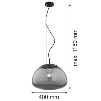 Argon 4350 - Ljuskrona med upphängningsrem TRINI 1xE27/15W/230V svart