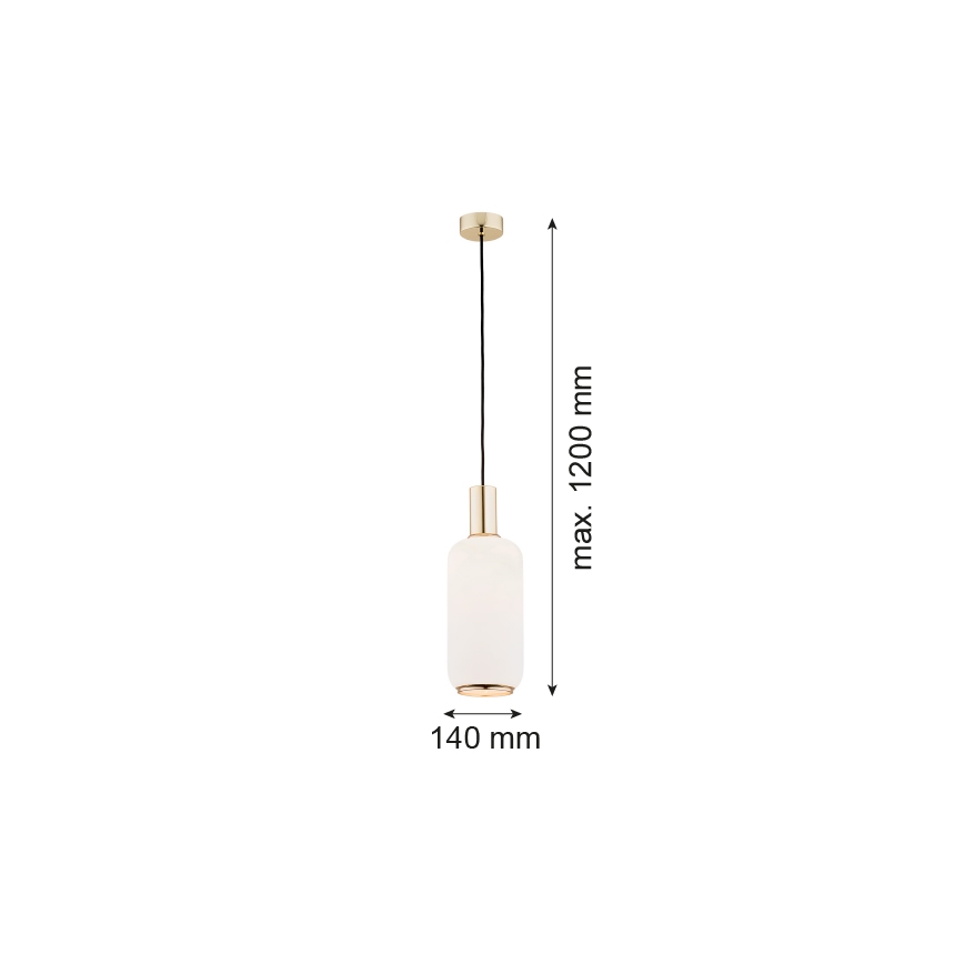 Argon 4356 - Ljuskrona med textilsladd SAGUNTO 1xE27/15W/230V diameter 14 cm mässing