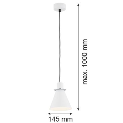 Argon 4681 - Takkkrona på ett snöre  BEVERLY 1xE27/15W/230V vit /skinande krom