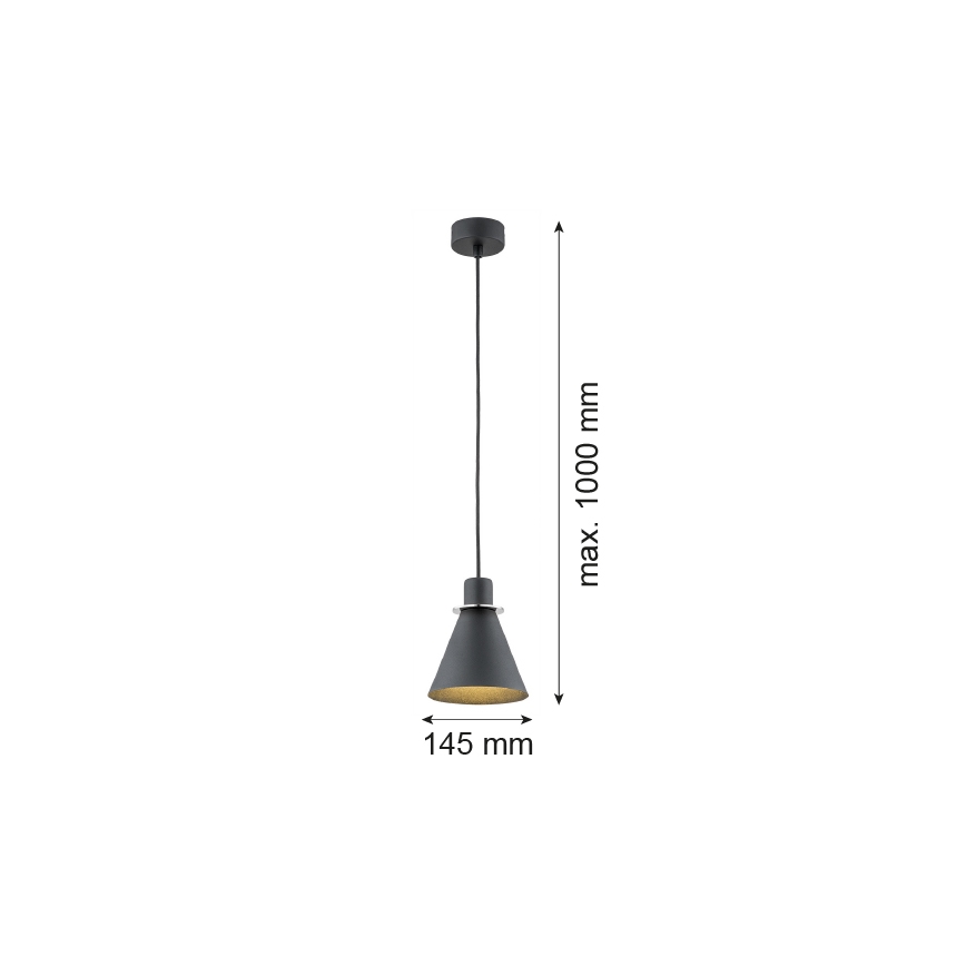 Argon 4688 - Takkkrona på ett snöre  BEVERLY 1xE27/15W/230V svart /skinande krom 