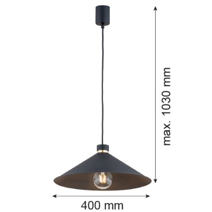 Argon 4695 - Ljusskrona med upphängningsrem  NASHVILLE 1xE27/15W/230V svart 