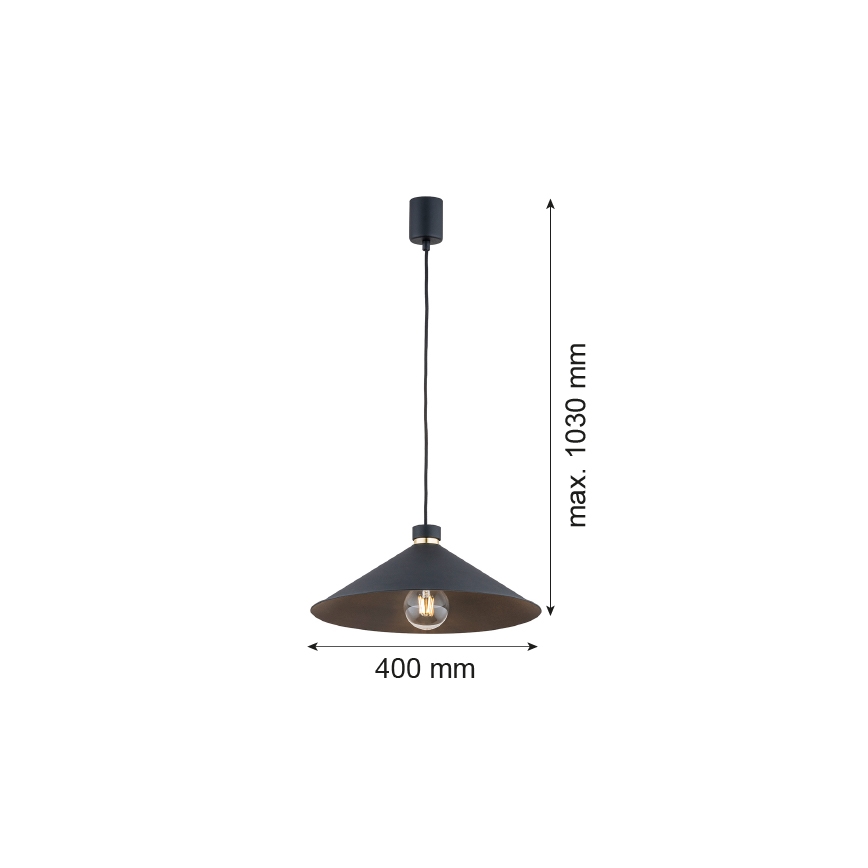 Argon 4695 - Ljusskrona med upphängningsrem  NASHVILLE 1xE27/15W/230V svart 