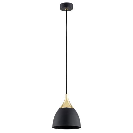 Argon 4905 - Ljuskrona med upphängningsrem MURANO 1xE27/15W/230V svart/gyllene