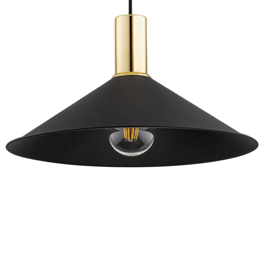 Argon 4912 - Ljuskrona med upphängningsrem MINORI 1xE27/15W/230V svart/gyllene