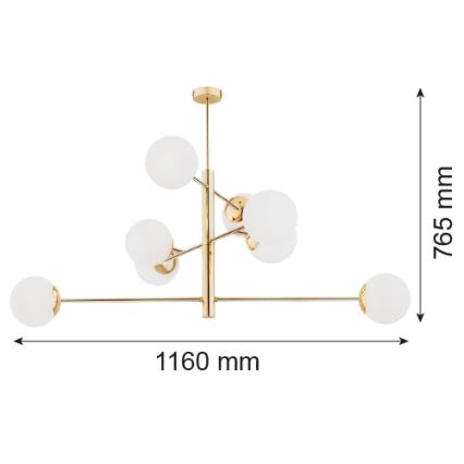 Argon 5043 - Upphängningsbar takkrona  CAMERON 8xE27/15W/230V mässing
