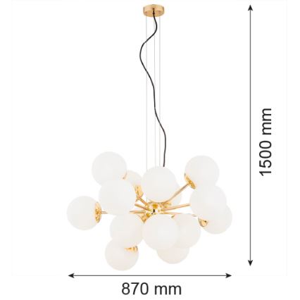 Argon 5048 - Ljuskrona med upphängningsrem SATELITE PLUS 15xE27/15W/230V gyllene