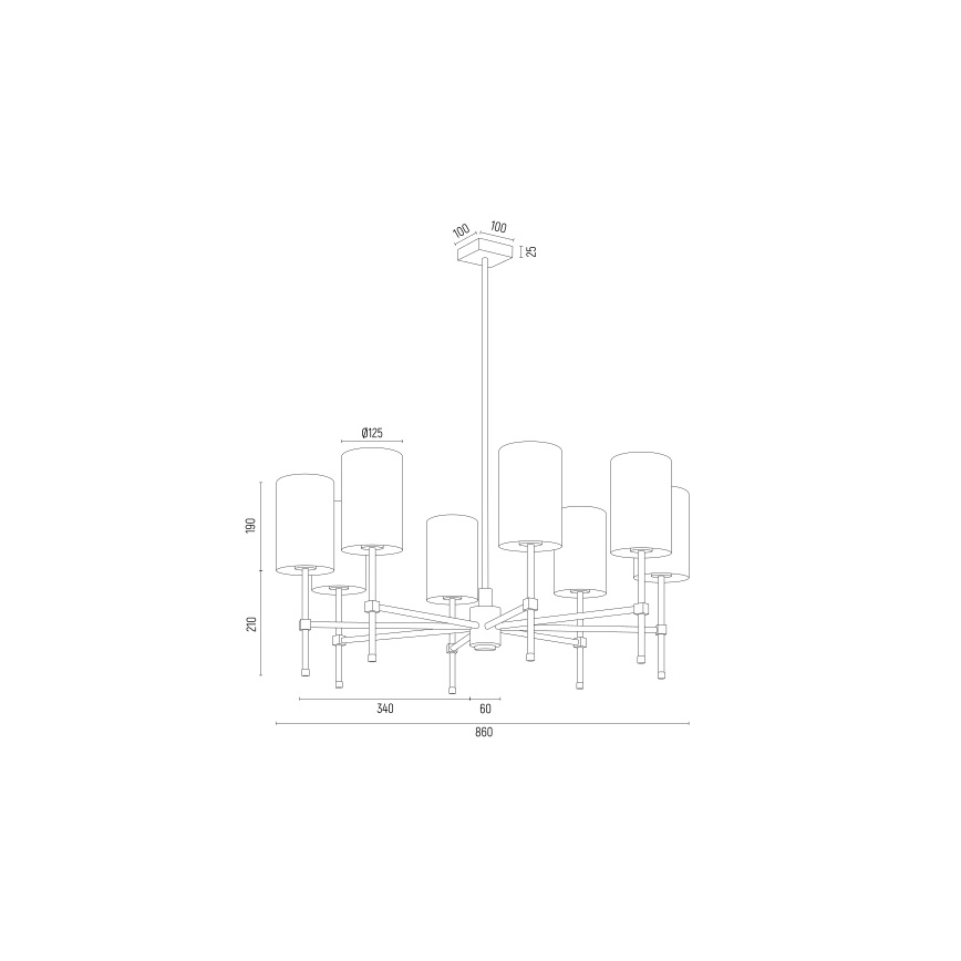 Argon 5051 - Pendelkrona ABRUZZO 8xE14/15W/230V mässing/vit