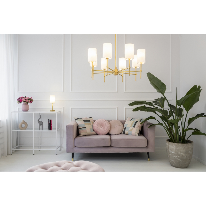 Argon 5055 - Pendelkrona ABRUZZO 8xE14/7W/230V mässing/grön