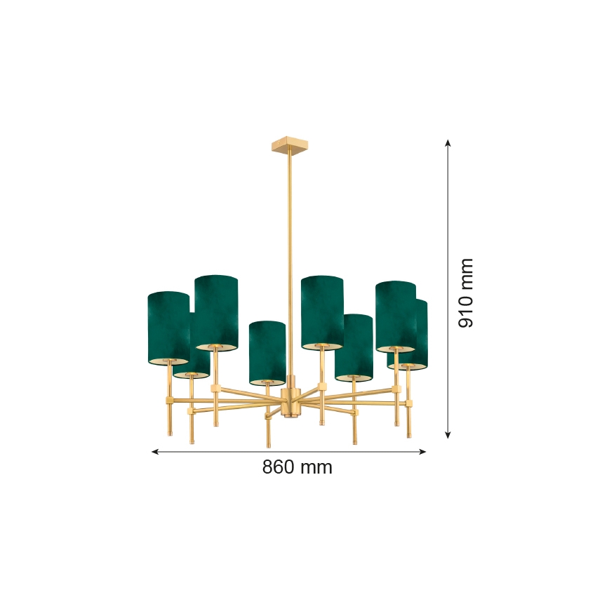 Argon 5055 - Pendelkrona ABRUZZO 8xE14/7W/230V mässing/grön