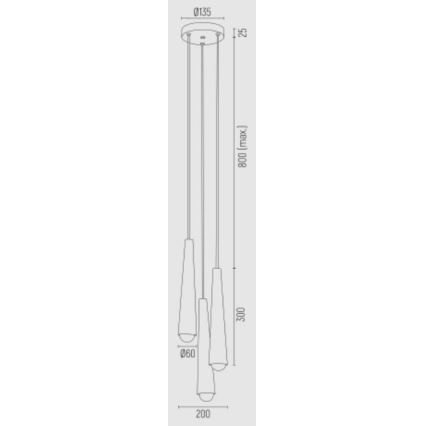 Argon 6103 - Takkkrona på ett snöre  HOLLYWOOD 3xE14/7W/230V svart 