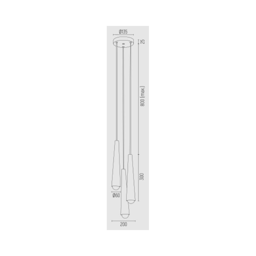 Argon 6103 - Takkkrona på ett snöre  HOLLYWOOD 3xE14/7W/230V svart 
